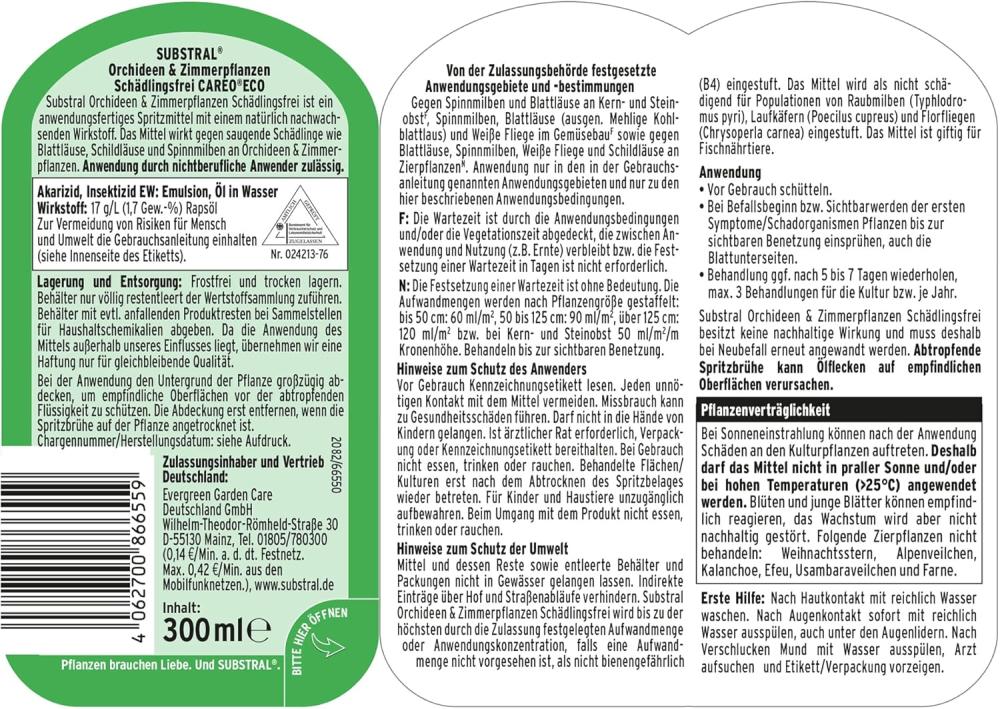 Substral Orchideen & Zimmerplanzen Schädlingfrei Careo Eco 300 ml